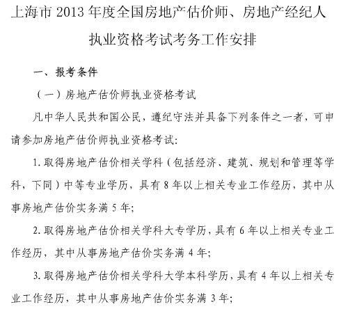 2013年上海房地產(chǎn)估價(jià)師報名時(shí)間為6月20日至7月7日