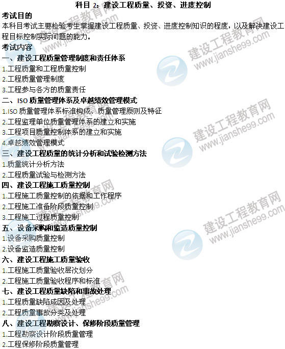 2014年監理工程師《三控》考試大綱