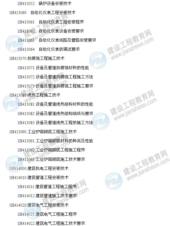 2014年一級建造師機電工程管理與實(shí)務(wù)考試大綱3