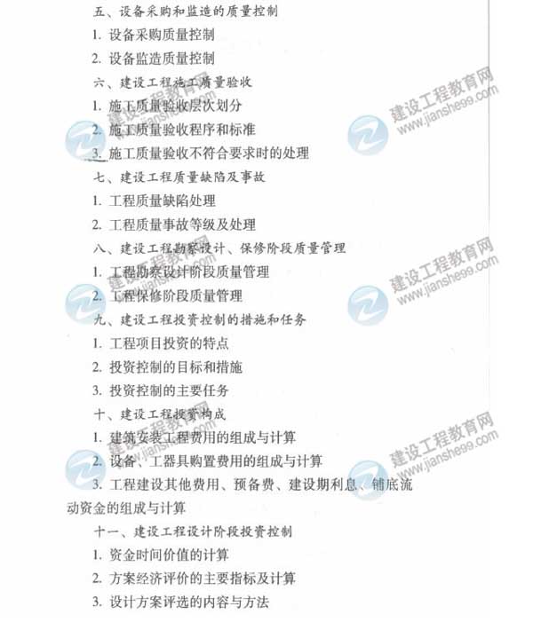 2015年監理工程師《三控》考試大綱
