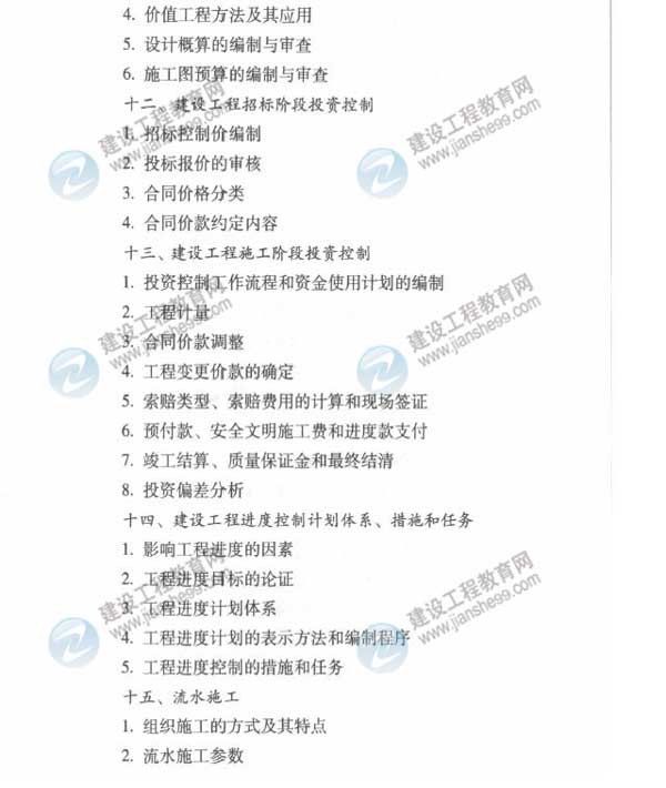 2015年監理工程師《三控》考試大綱