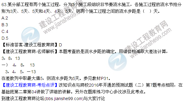 2016監理質(zhì)量、投資、進(jìn)度控制試題及答案（43-63）