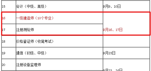 【考試時(shí)間公布】2017年一級建造師考試時(shí)間為9月16、17日