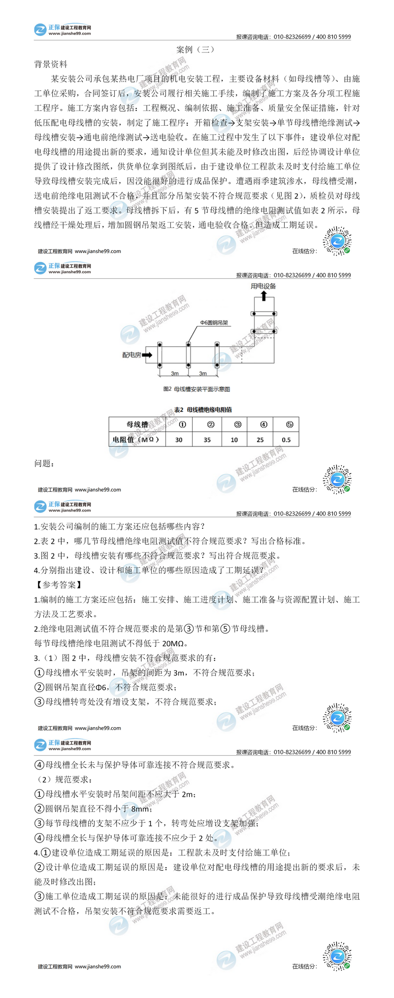 二建機電實(shí)務(wù)試題解析案例三
