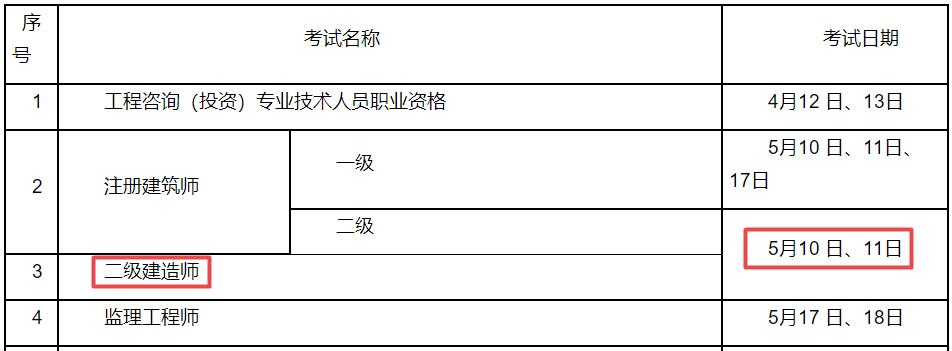 2025年江蘇二級建造師考試時(shí)間5月10日、11日